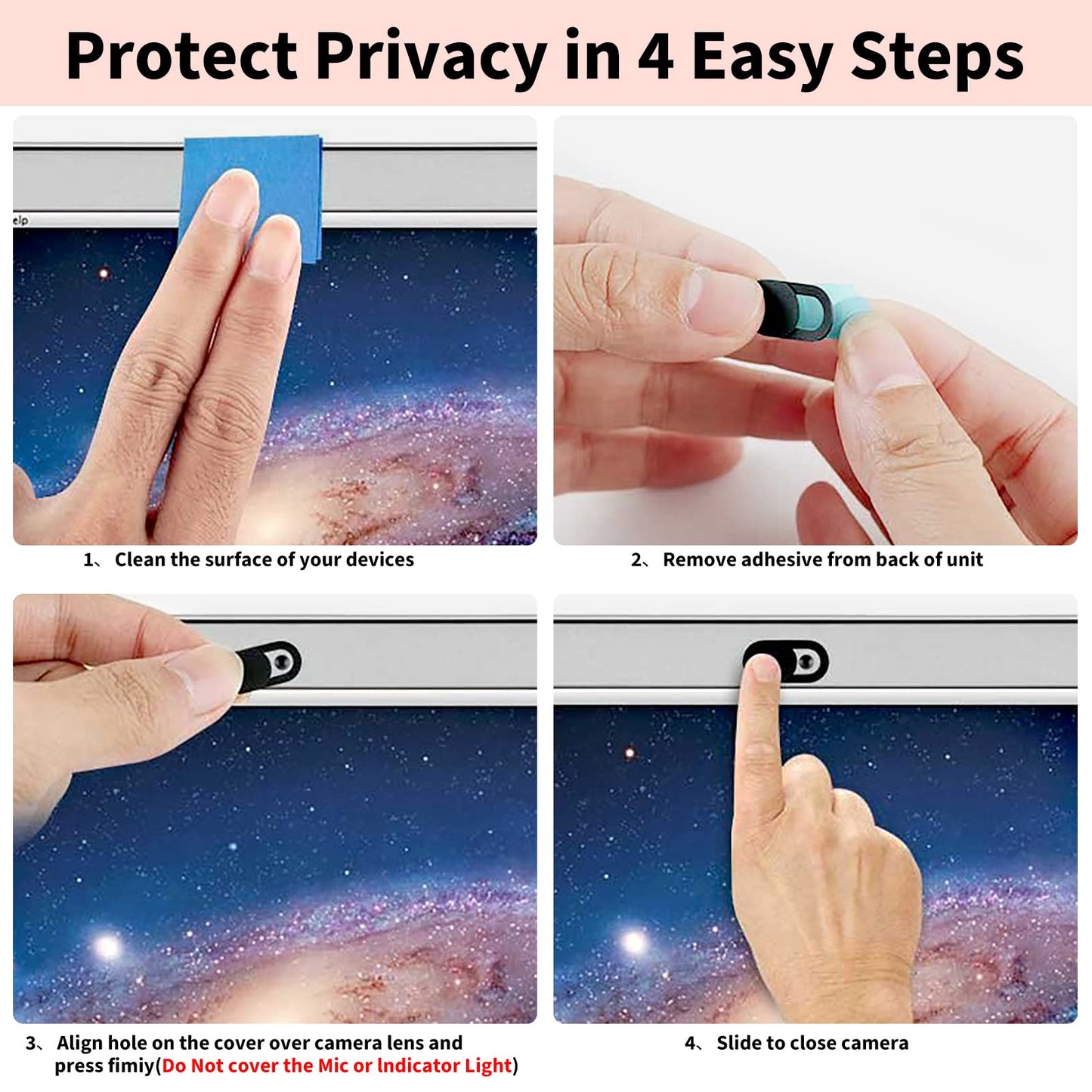6-Pack Laptop Camera Cover Slide, Ultra Thin (0.03in) Webcam Privacy Cover for MacBook, iPhone, iPad, iMac, PC, Cell Phone & Computer Accessories (3 Pack Small+3 Pack Big)