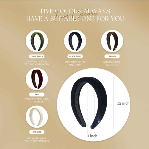 EVITA PERONI Thick Red Velvet Wide Headband for Women Soft Headband No Slip Comfortable Wearing Fashion Hair Band