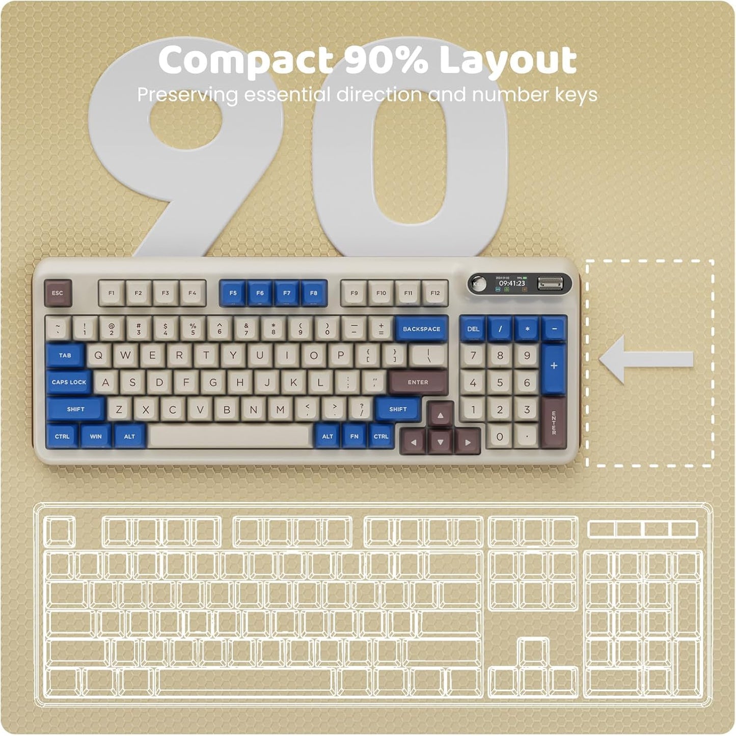 Z98 Creamy Keyboard, Wireless Mechanical Keyboard with Smart Display & Knob, Tri-Mode Connection