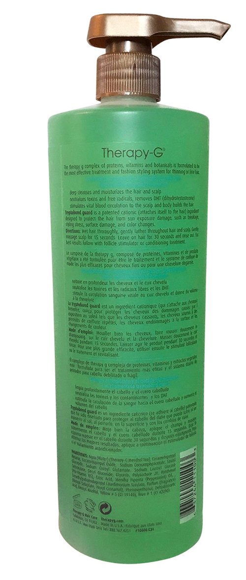 Therapy-G Antioxidant Shampoo For Chemically Treated Hair For thinning, fine hair and anti hair loss. Hair regrowth and color protector Liter 33.8 oz