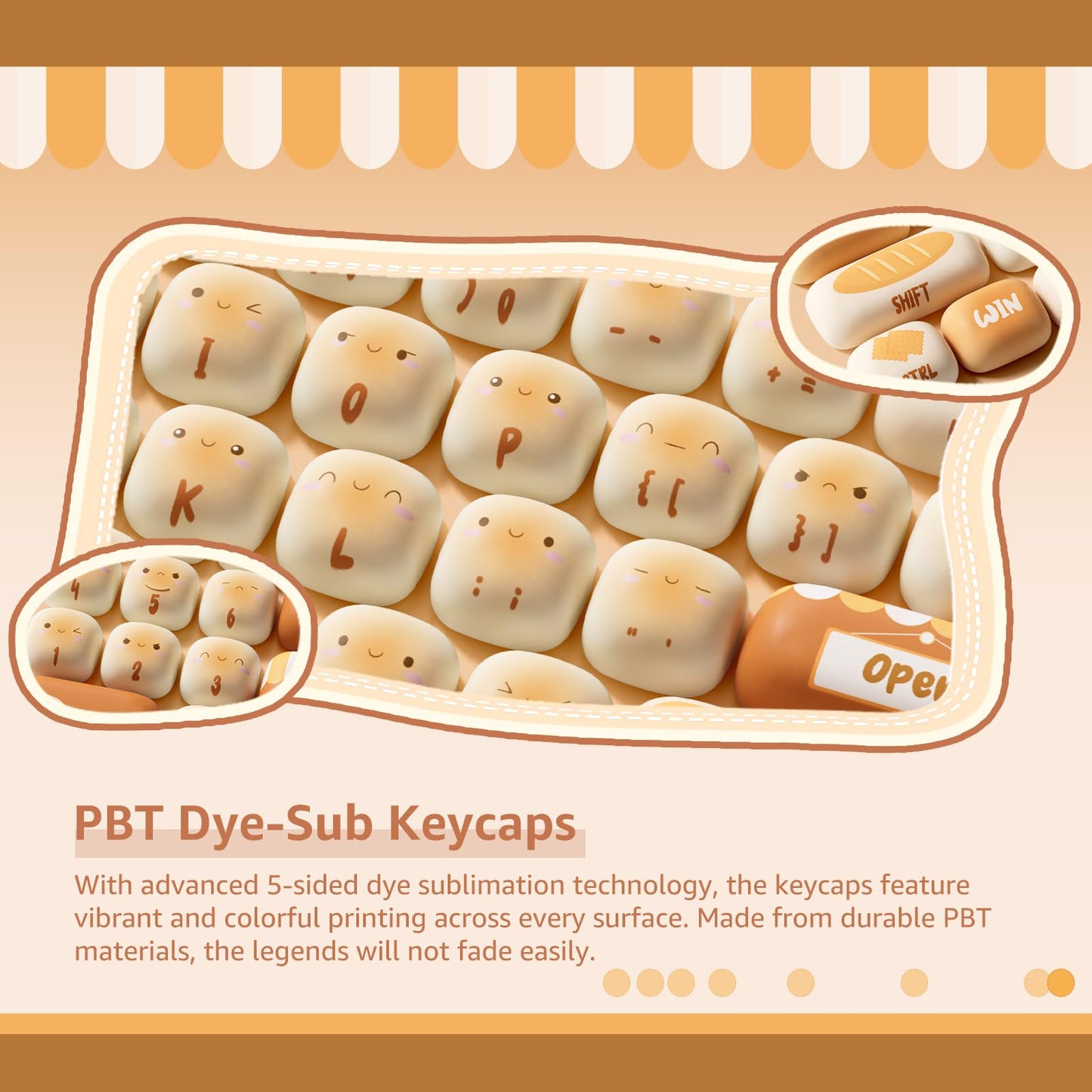 Akko PBT Keycaps Set, Bun Wonderland MOG Profile 138-Key Keycaps for Mechanical Keyboards