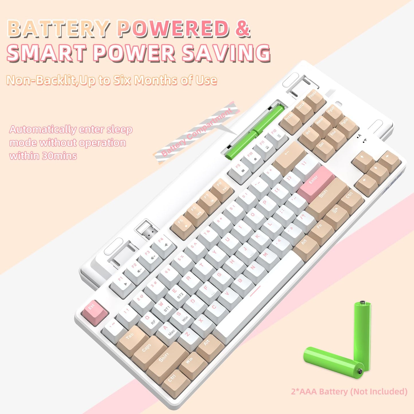 A.JAZZ Wireless Mechanical Keyboard, 87 Keys TKL Hot Swappable Bluetooth Gaming Keyboard, Dual Mode BT5.0/2.4G with Detachable Frame, USB Hub OEM Keycaps Custom Keyboard for PC Gamer Xbox(Red Switch)