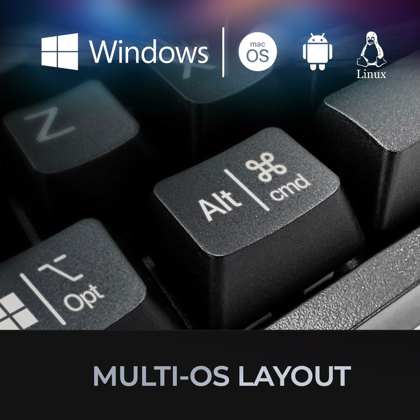ADESSO AKB-610UB Multi-OS Mechanical Compact Keyboard with Copilot Ai Hotkey, Blue Switch, Clicky and Tactile