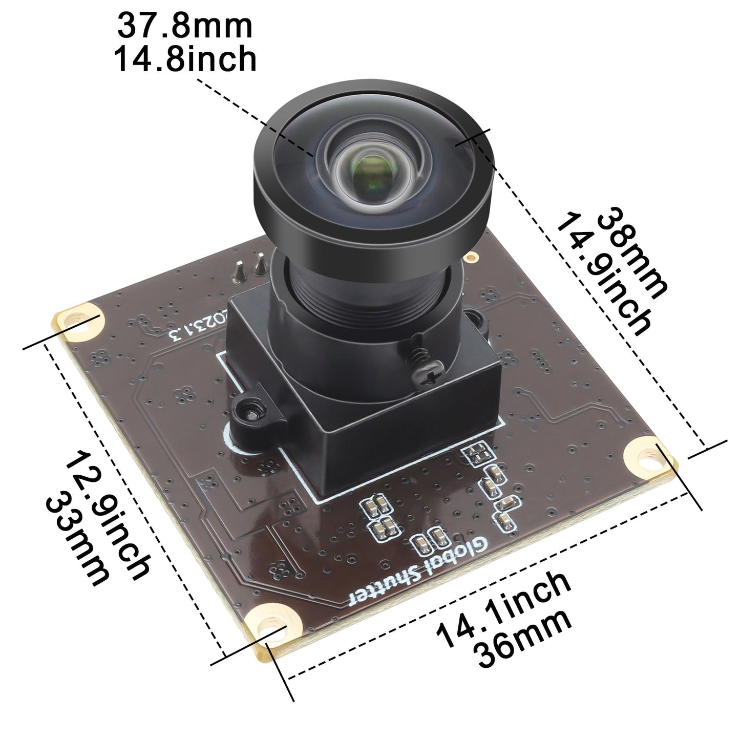 ALPCAM 2MP Global Shutter USB Camera Module 1200P 90fps High Speed Webcam with Wide Angle No Distortion Lens AR0234 UVC Lightburn Camera for Golf Swing Windows, Linux, Android,Mac OS