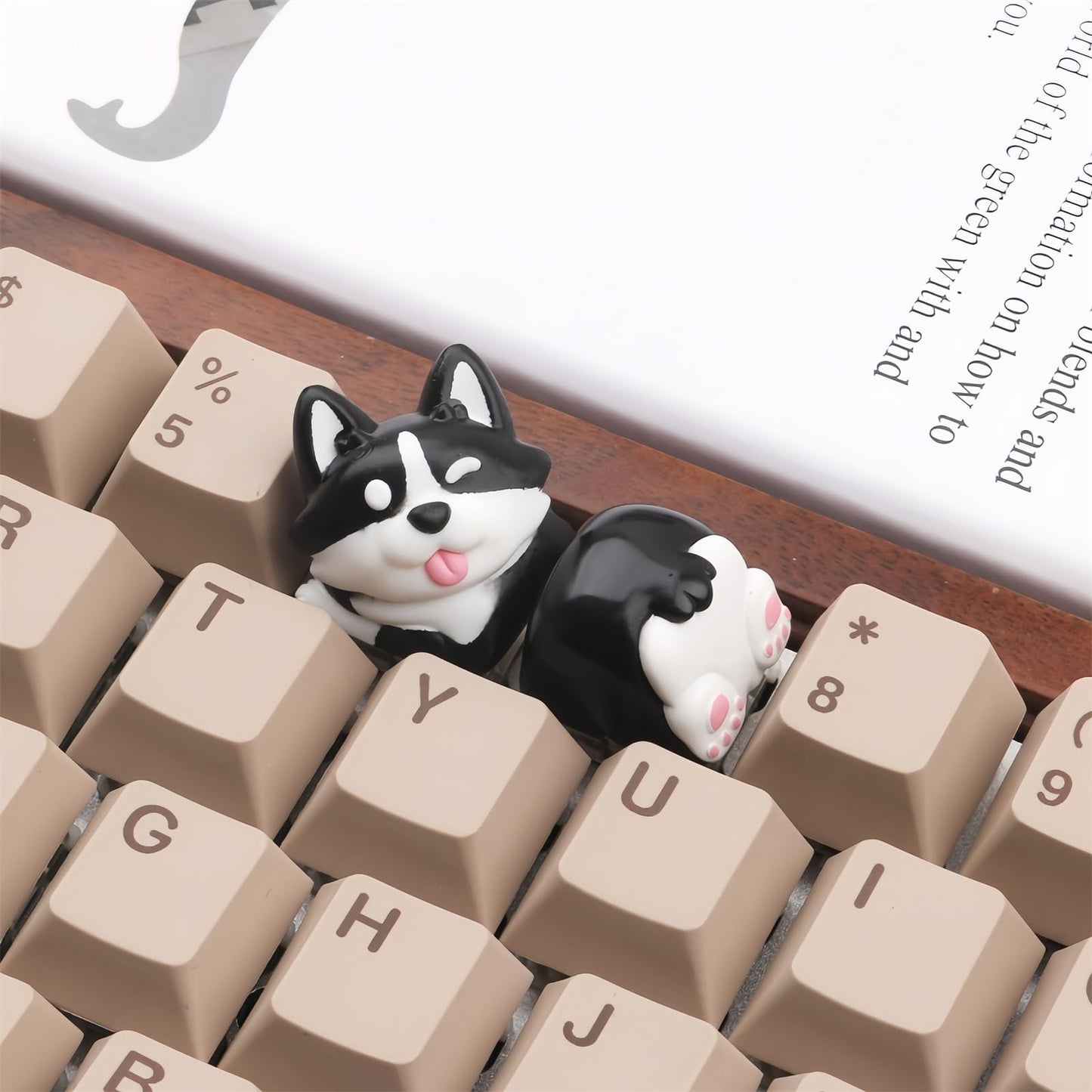 ZMX Artisan Keycap,Cute Dog Keycaps Custom Keyboard Keycaps Kawaii Cartoon Resin Key Cap for Cherry MX Switches Mechanical Gaming Keyboard Personalized Novelty Anime Replacement R4 Keycap (Black-Dog)