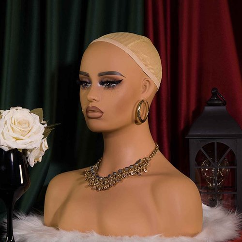 J&F CO Realistic Europe and America Female Mannequin Head with Shoulder Display Manikin Heads Bust for Wigs,Makeup,Beauty Accessories (DC 487 hy mazi)