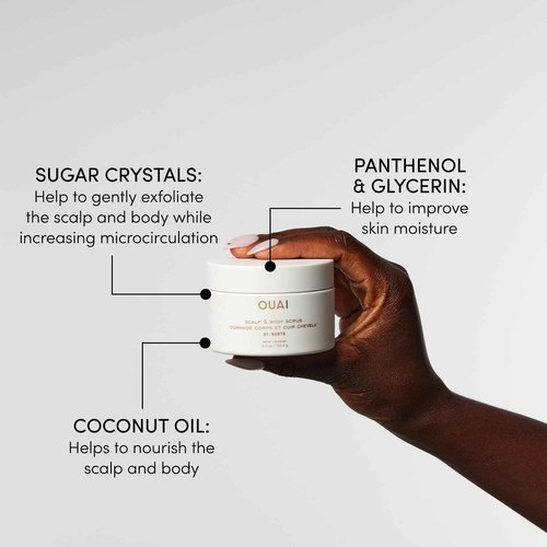 OUAI St. Barts Travel Bundle - Includes Travel Size Scalp & Body Scrub, Foaming Shower Gel, Hydrating Cream, and Hair & Body Mist (4 Count, 3.4 Oz/3.4 Oz/3 Oz/3.3 Oz)