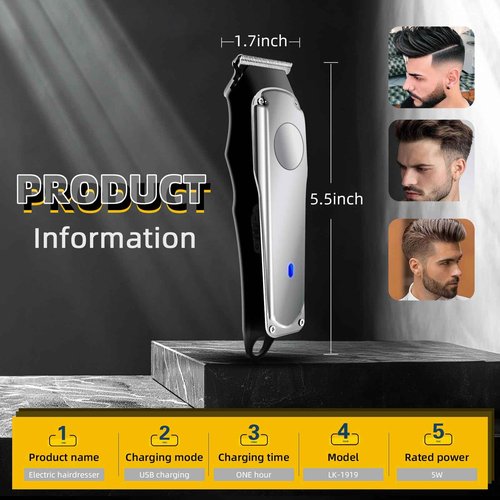 PHXCHAM Hair Clippers, Silent Cordless Hair Trimmer, Mini Hair Cutting Kit with 5 Guide Combs, USB Rechargeable Home Haircut Clippers for Men Kids