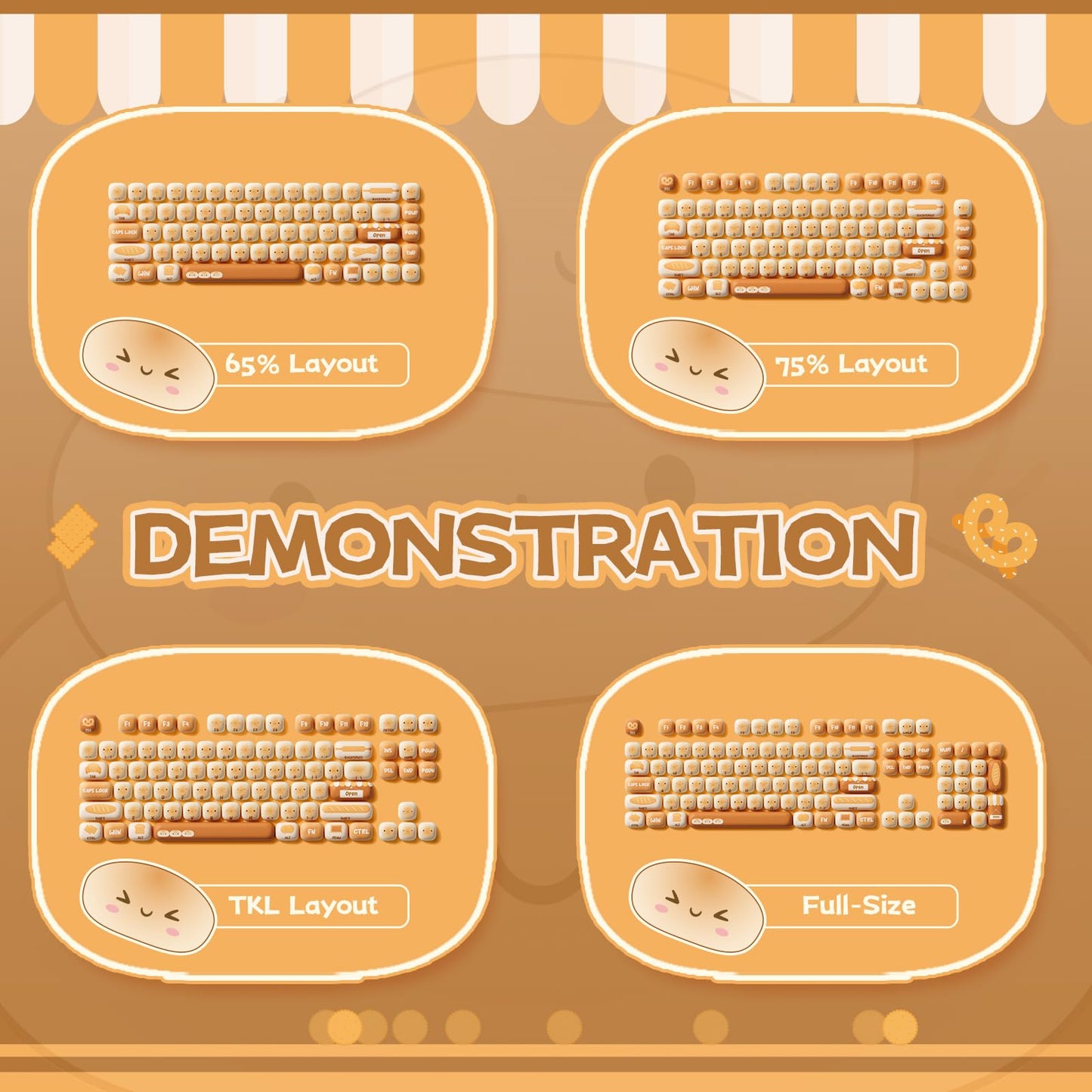 Akko PBT Keycaps Set, Bun Wonderland MOG Profile 138-Key Keycaps for Mechanical Keyboards