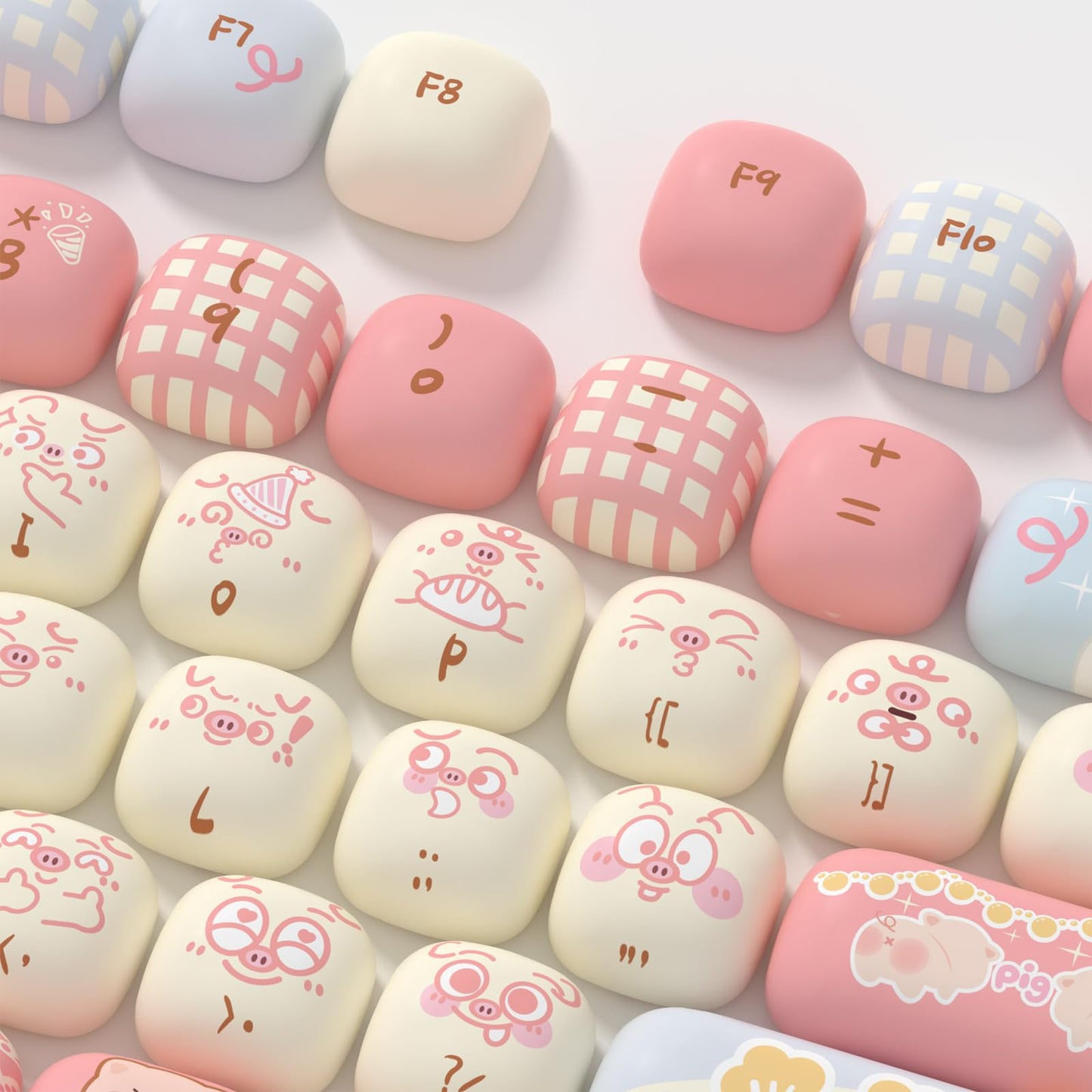 Akko PBT Keycap Set, Piggy Party Keycaps MOG Profile 139-Key Keycaps for Mechanical Keyboards