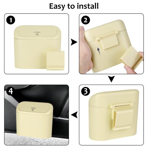 Accmor Car Trash Can, Portable Vehicle Trash Bin with Lid, Car Dustbin Garbage Organizer Holder with One Roll Trash Bag, Leakproof Hanging Mini Cars Storage Bag Container for Auto, SUV, Office (Beige)