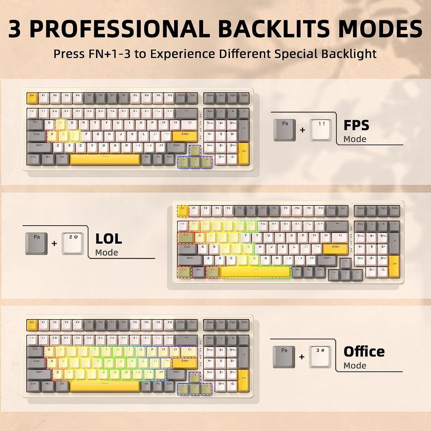 Ajazz Mechanical Gaming Keyboard,Hot Swappable Mechanical Keyboard with Numeric Pad,Compact USB Wired Keyboard 100 Keys Double-Shot ABS Keycaps,N-Key Rollover RGB Custom Keyboard for PC Mac(MX Blue)