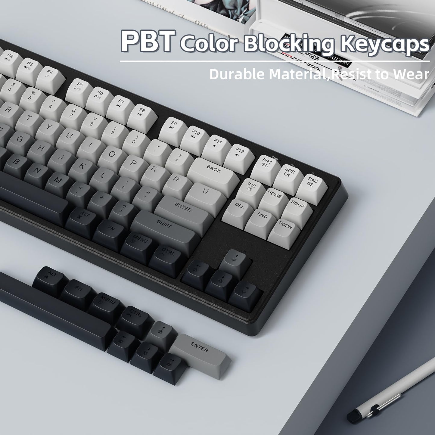 ZIYOU LANG M87 75% Wireless Gaming Keyboard Mechanical Feel Silent Rainbow Backlit Bluetooth/2.4Ghz PBT Gradient Keycaps Rechargeable 4000mAH Battery Ergonomic for MAC/Win/PC-Moonnight