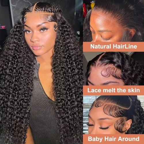 Zhengshuo 13x6 Deep Wave Lace Front Wigs Human Hair 200% Density Human Hair Wig Pre Plucked 13x6 HD Transparent Lace Front Wigs for Women 18 Inch