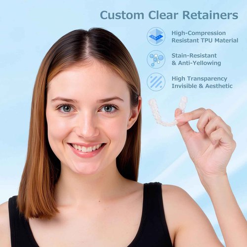 Custom Retainer, Clear Dental Retainers for Upper and Lower Teeth, Replacement Retainer After Braces, Made to Fit Your Teeth Precisely, Nearly Invisible for Daily or Night Use