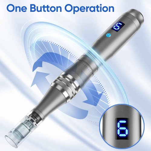 Microneedling Stamp Pen, Derma Stamp Pen, 0.25mm DermaStamp System, Derma Roller Alternative, Microneedle Micro Needle Skin Care Tool for Men Women Home Use