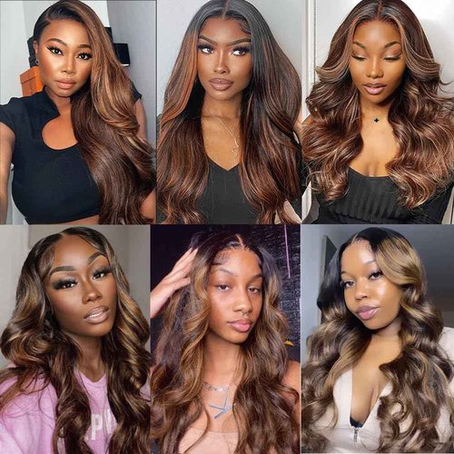 28 30 32 Inch Color 30 Bundles P4/30 Body Wave Bundle Highlight Human Hair 3 Bundles Two Tone Brown Mixed With Light Brown Bundle