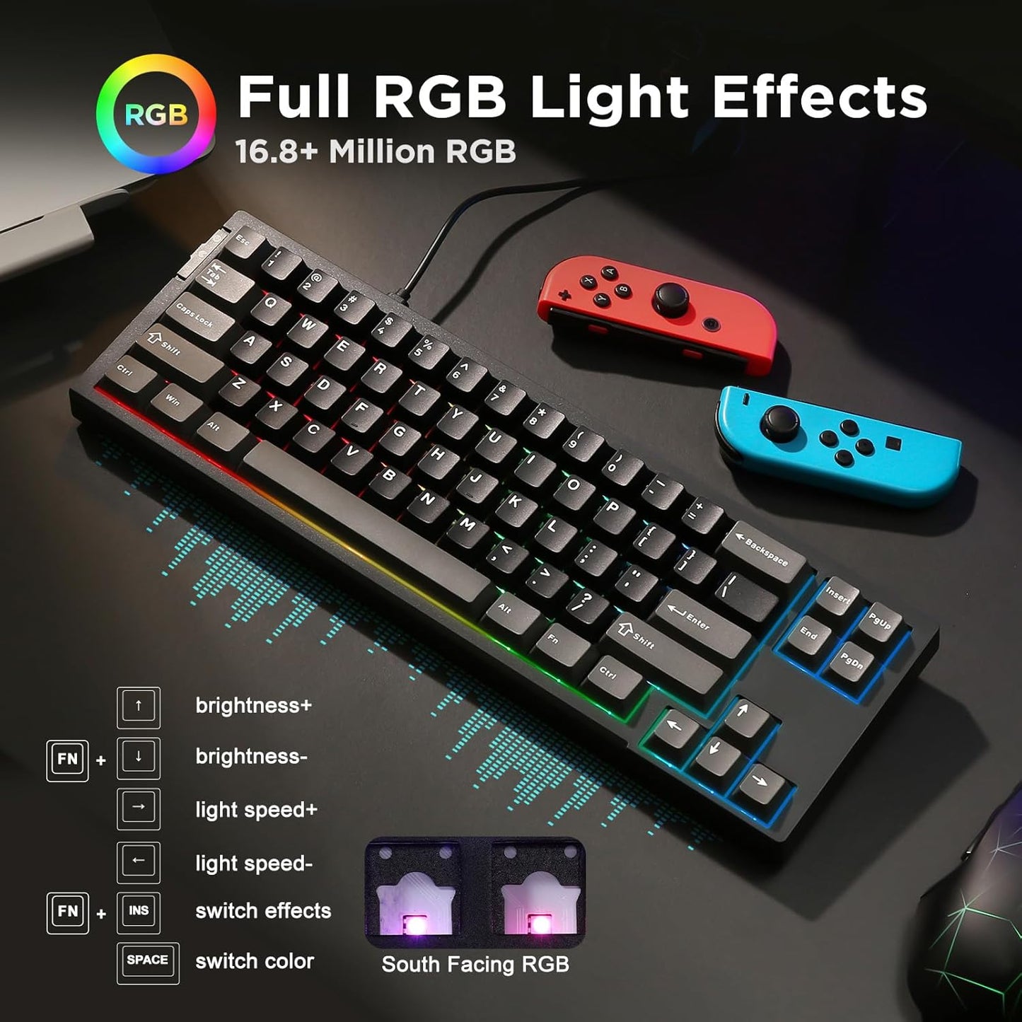 YUNZII RT68 Rapid Trigger Gaming Keyboard,Hall Effect Magnetic Switch,68 Keys,RGB Backlit RGB,Gasket Mount Hot Swap Struture,Adjustable Actuation TKL for Mac/Win(Beige, Outemu Switch)