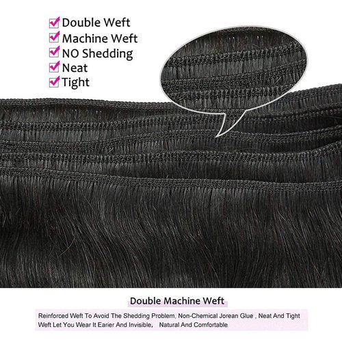 Liang Dian Straight Bundles with closure human hair 16 16 18 18 +16 Inch Human Hair Bundles with Closure HD Lace100% Unprocessed 12A Brazilian Virgin Quick Weave Hair Natural Color