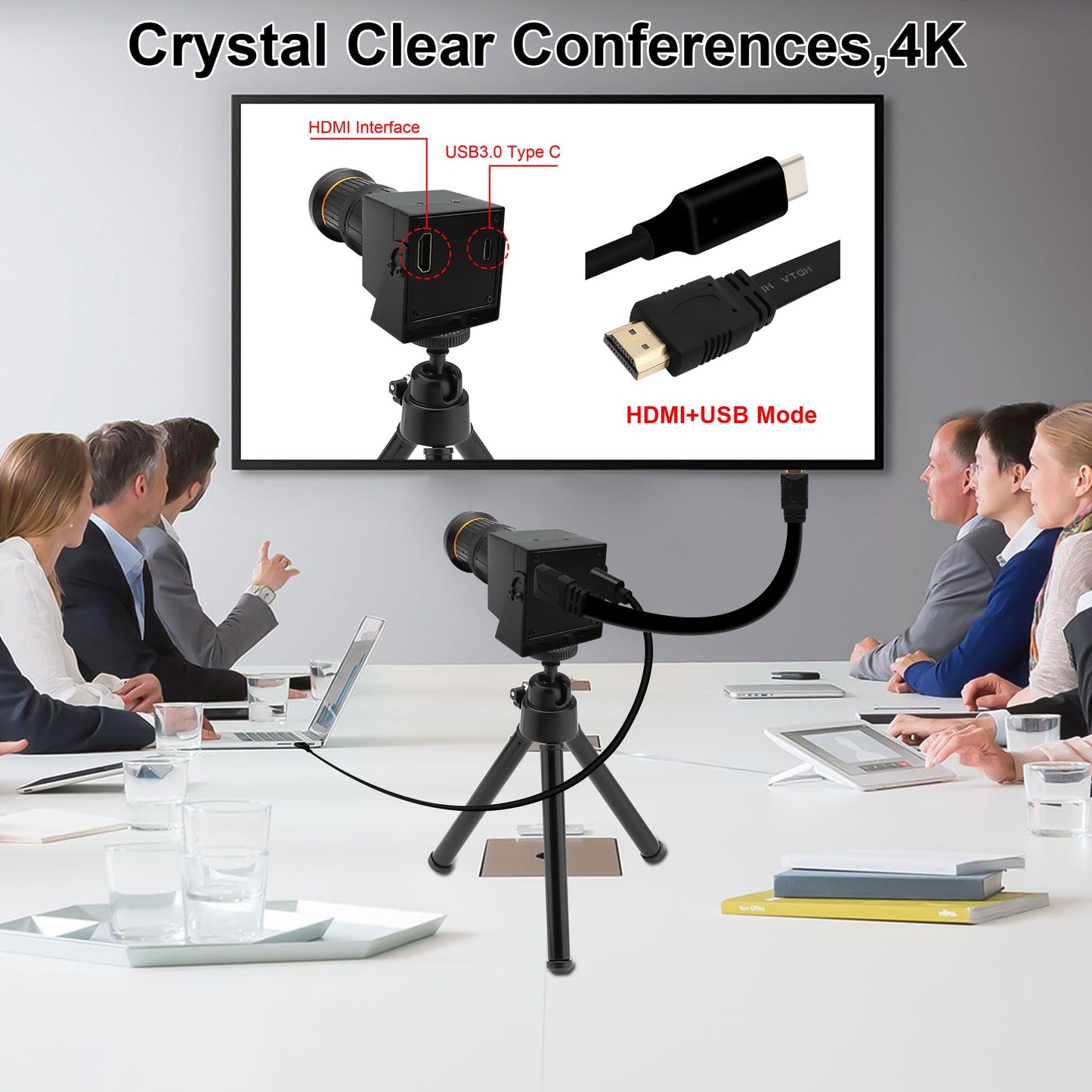 ALPCAM 4K HDMI USB Camera, 60fps High Speed USB3.0 Camera with CS-Mount 5-50mm Telephoto Lens, H.264 Zoom Digital Video Confereces Webcam for Windows Linux Android Mac OS