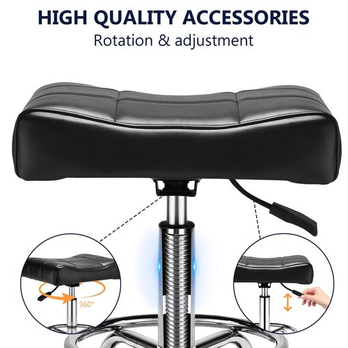 Square Salon Rolling Stool - 300lbs Weight Capacity,Adjustable Swivel Stool with Wheel,Pu Leahter Comfortable Cutting Stools for Salon Tattoo Stylist Massage Perfect for Work SPA (Black)