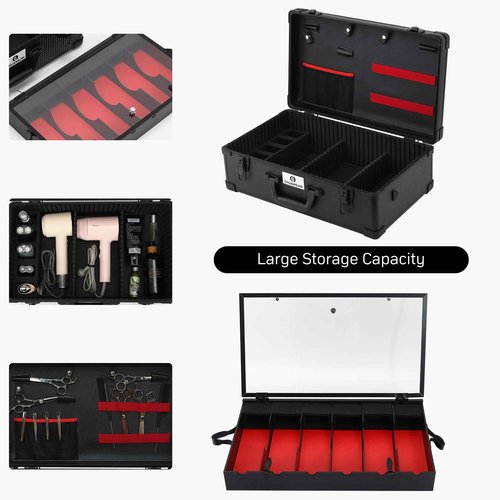 Large Barber Carrying Case, Hairdresser Tool Box Organizer Traveling Case, Portable Travel Barber Suitcase for Hair Stylist Pet Groomer Beauty Salon Makeup Artist