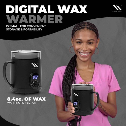 NOVA Melt Warmer for Hair Removal - Mini Waxing Kit with 1lb/500g Hard Wax Beads, 1.1lb Waxing Sticks - Ideal for Face, Body, and Sensitive Areas