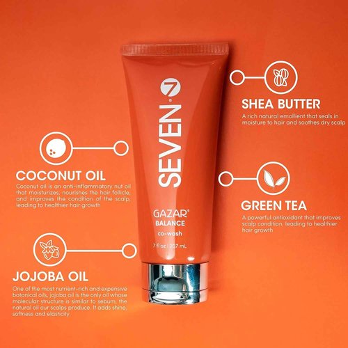 SEVEN Hair Care GAZAR BALANCE Cowash for Women & Men with Shea Butter & Coconut Oil, 1 Step Shampoo Alternative for Curly or Textured Hair, Sulfate + Paraben Free, Cruelty Free, Made in USA, 32 oz