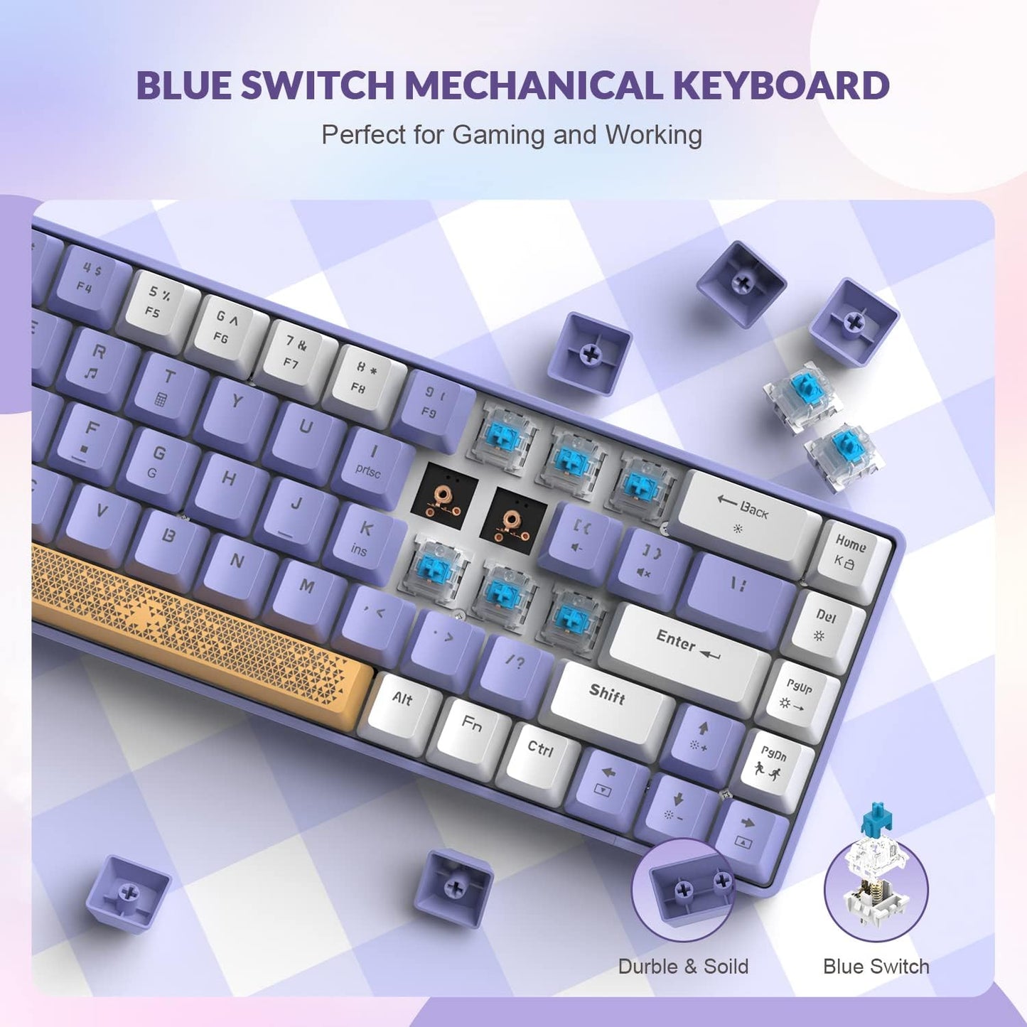 ZIYOU LANG RK-T8 Wired 65% Mechanical Gaming Keyboard with RGB LED Backlit Anti-ghosting TKL Mini 68 Key Custom Coiled C to A Cable Linear Red Switch for PS4 PS5 Xbox PC Mac Gamer(Gray/White/Orange)