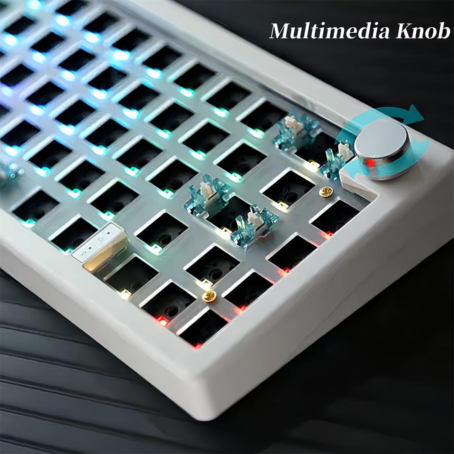 ZMX GMK67 Keyboard Barebones Kit,Hot-Swap PCB Bluetooth 5.0/2.4G/Type-C Tri-Mode 65% Mini Custom RGB Wireless Mechanical Keyboard with Knob Gasket Mount Programmable Gaming DIY Kit (White)