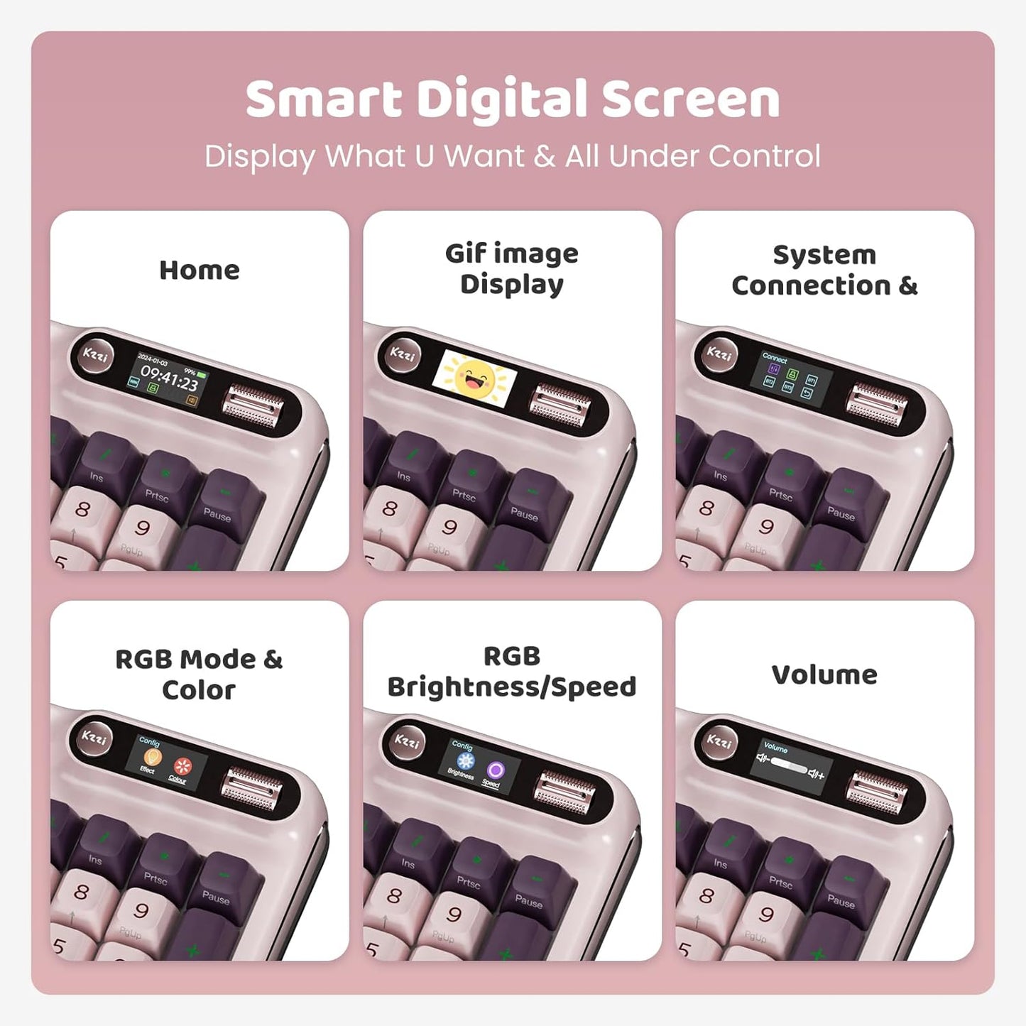 Z98 Creamy Keyboard, Wireless Mechanical Keyboard with Smart Display & Knob, Tri-Mode Connection