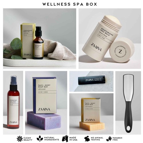 ZAAINA Wellness Spa Kit - Christmas Holiday Gift Basket for Women, Relaxing Spa Gifts for Her, Self Care Kit for Mom Wife Friend, Pampering Home Spa Package, Birthday Gifts for Women, Holiday Spa Day