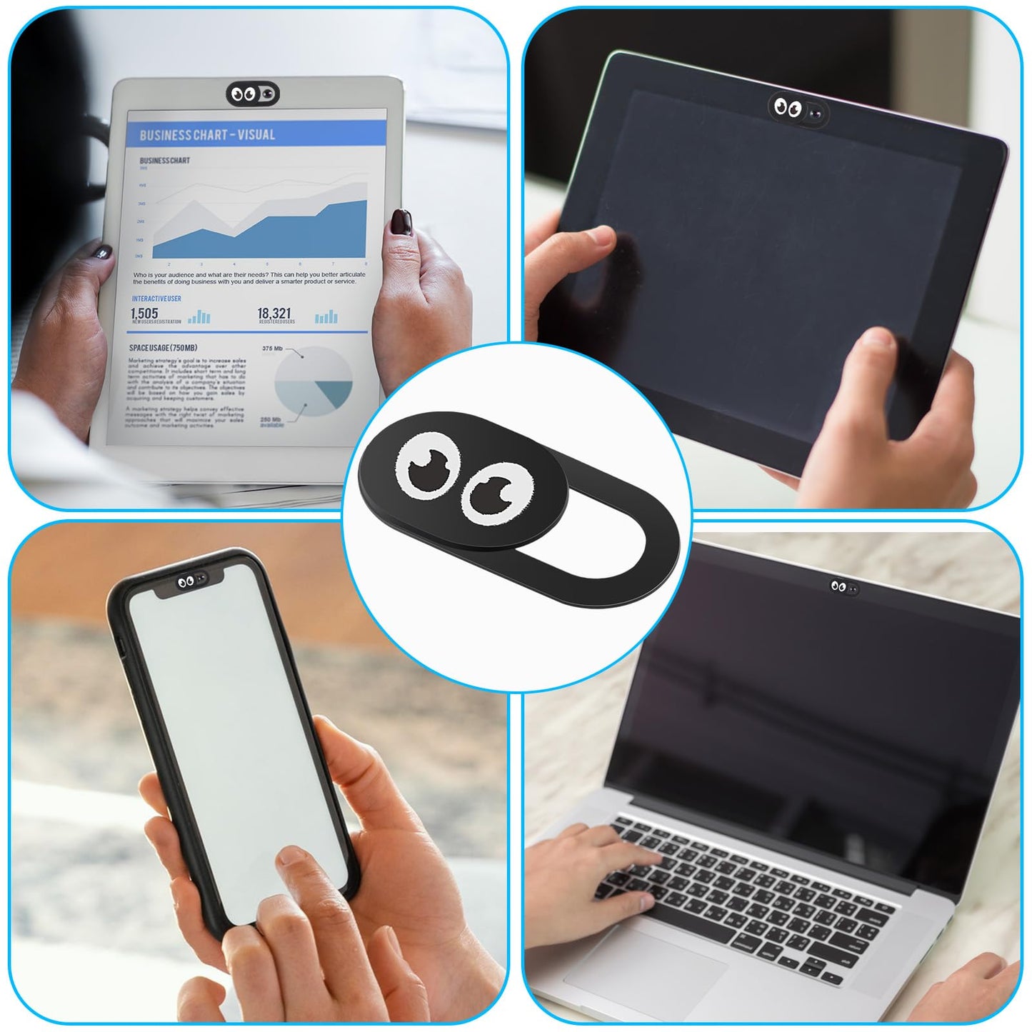 Amabro 8PCS Webcam Cover Slide, Thin Phone Camera Cover Laptop Computer Camera Cover Slide Blocker Slider Lens Cover Protector Protect Privacy Security Fits Desktop PC Tablet Pad(Eye)