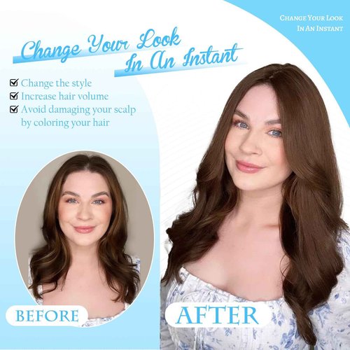 Human Hair Toppers for Women Real Human Hair pieces for Women with Thinning Hair pieces 7 * 10cm Hand-Tied Swiss Base Topper No Bangs 30g Hairpieces 10Inch (Dark Brown)