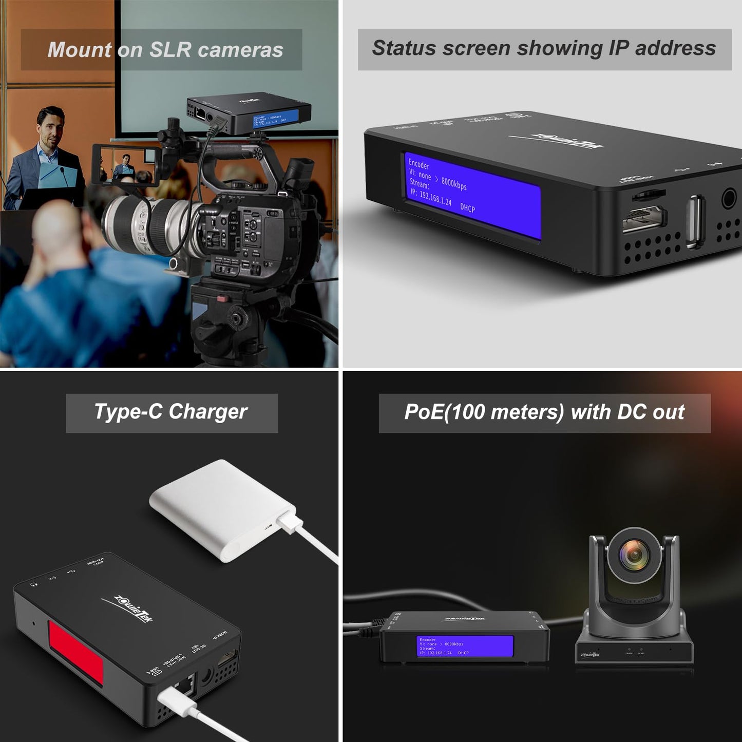 4K HDMI Video Encoder/Decoder, ZowieBox, Native NDI HX3 (Certified) Converter/Player, UVC to HDMI, Pass-Through Video Capture, SRT/RTMP(S)/RTSP, Live Streaming to YouTube