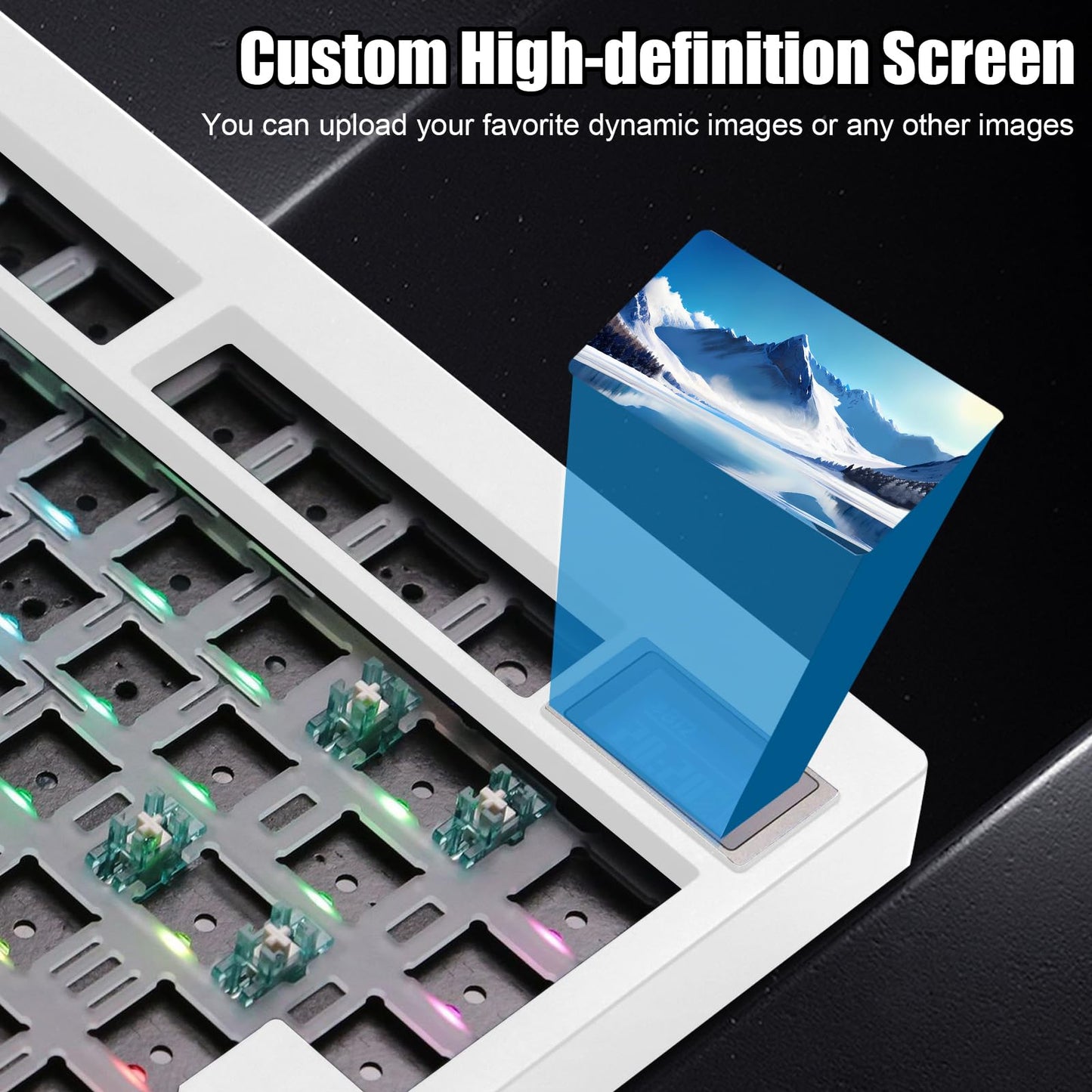 ZMX GMK81 Barebones Keyboard with Screen,75% VIA Programmable Hot Swappable PCB Gasket Mounted Wireless Mechanical Keyboard Kit Tri-Mode BT5.0/2.4G/USB-C Wired Custom RGB Gaming DIY Kit