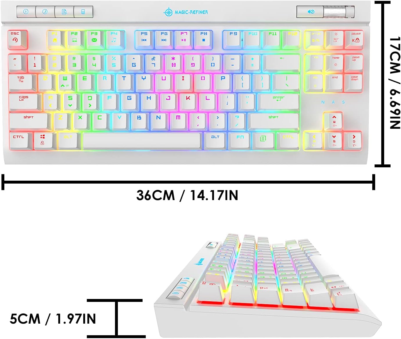 ZIYOU LANG Mechanical Gaming Keyboard, 87 Keys Chroma RGB LED Backlit, Blue Switch, USB-C, PC/Mac Compatible