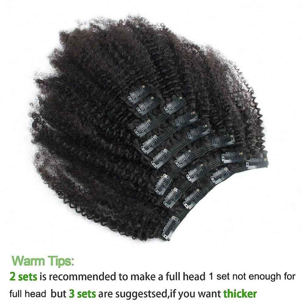 PangDongLai Afro Kinky Curly Human Hair Clip In Extensions for Black Women 4B 4C Brazilian Afro Curly Virgin Human Hair Extensions 8pcs 18 Clips 8-20inch Natural Black Color for Daily Use (20inch)