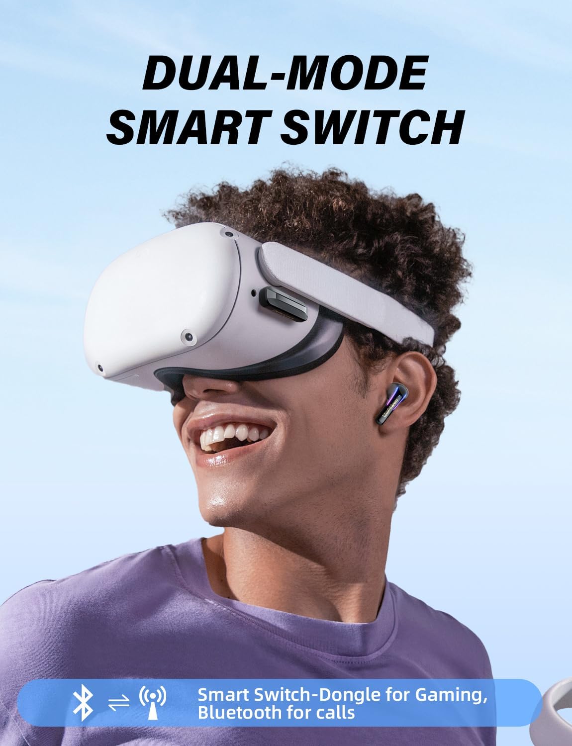 2.4G Wireless Gaming Earbuds with ENC Mic, 20ms Low-Latency for PS5/4, Meta Quest 3/3S/2, 2.4GHz Bluetooth Dual-Mode Headphones for Phone, Pad, Laptop, Steam Deck, Switch, PC, VR(with USB-C Dongle)