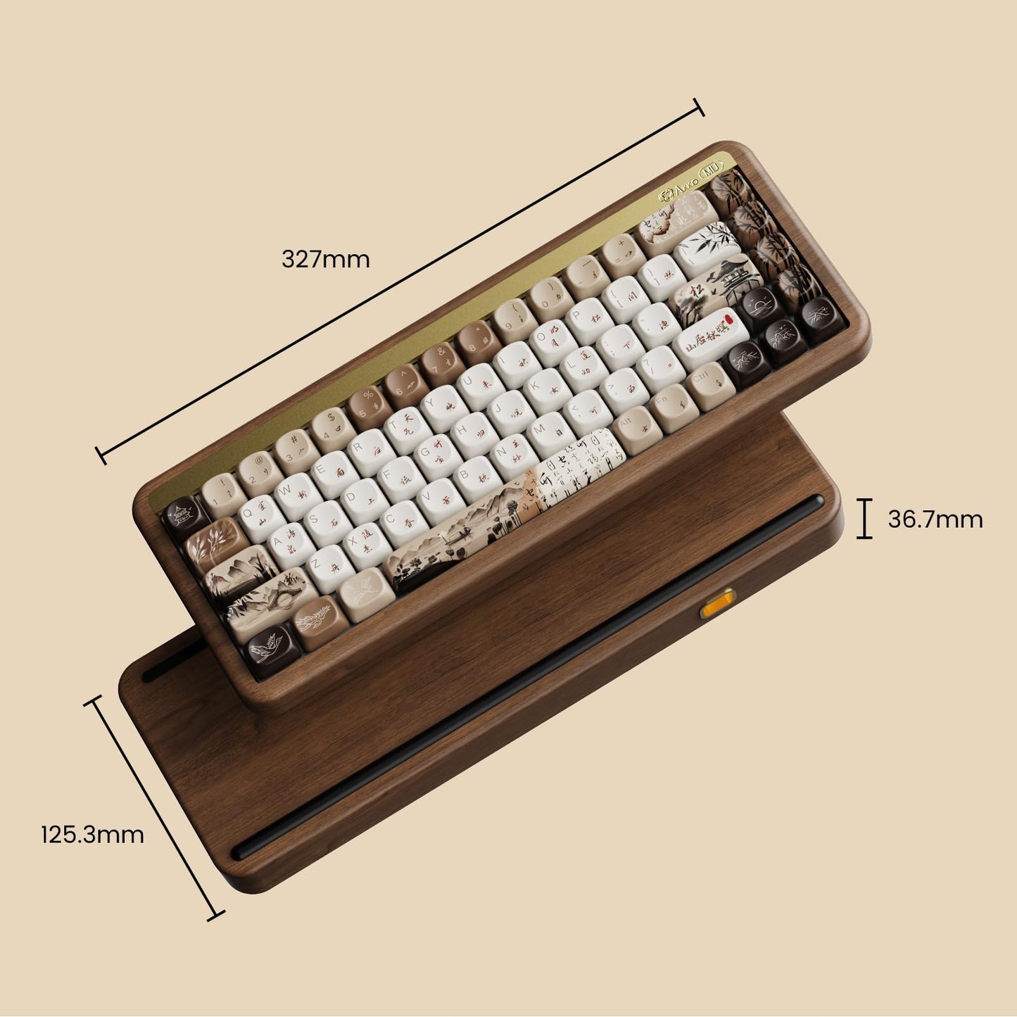 Akko Mechanical Gaming Keyboard with Walnut Wooden Case, MU01 Mountain Seclusion 65% 68-Key RGB 2.4G Wireless/Bluetooth/Wired Hot-swappable Keyboard with PBT Dye-Sub Keycaps for Mac & Win