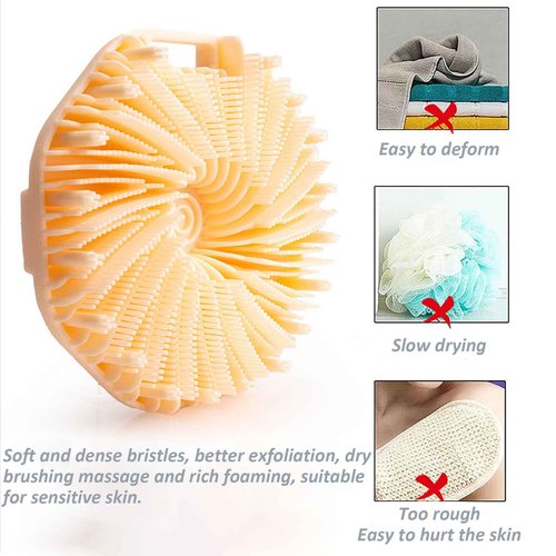 Suddies, Suddies Body Scrubber, Silicone Body Scrubber, Silicone Loofah, Body Scrub Brush for Effective Showering Exfoliation, Travel Loofah for Women & Men for Delicate Skin (Gray+Purple+Green)