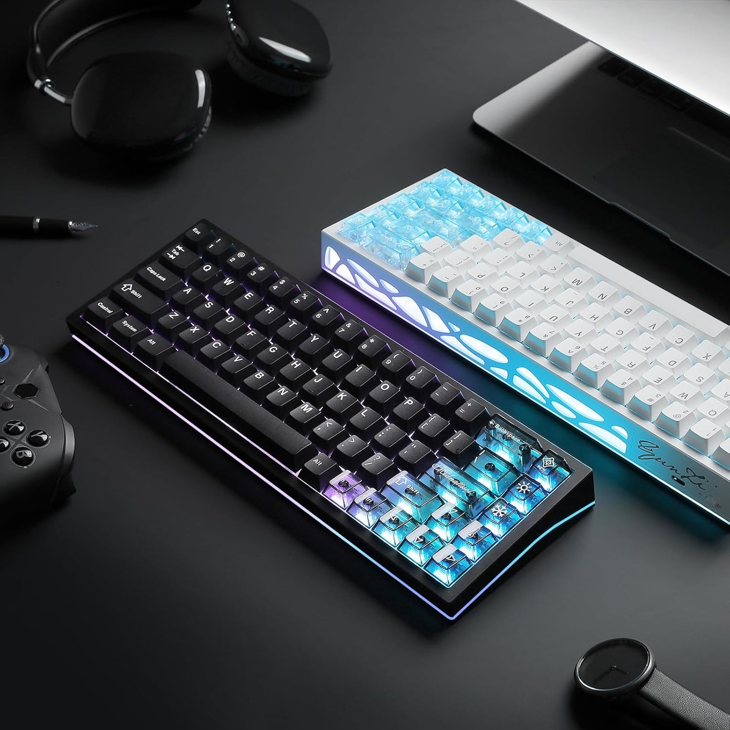 YUNZII AL65 Wireless Mechanical Keyboard, Full Aluminum CNC,Support QMK/VIA Software Gasket Structure,60% Hot Swappable with RGB Backlit BT/2.4G/USB-C for Mac/Windows(Black, Milk V2)