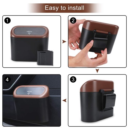 Accmor Car Trash Can with Lid, Leakproof Vehicle Trash Bin Auto Dustbin Organizer, Waterproof Mini Garbage Bin Trash Container with Garbage Bag for Automotive Car, Home, Office, Kitchen