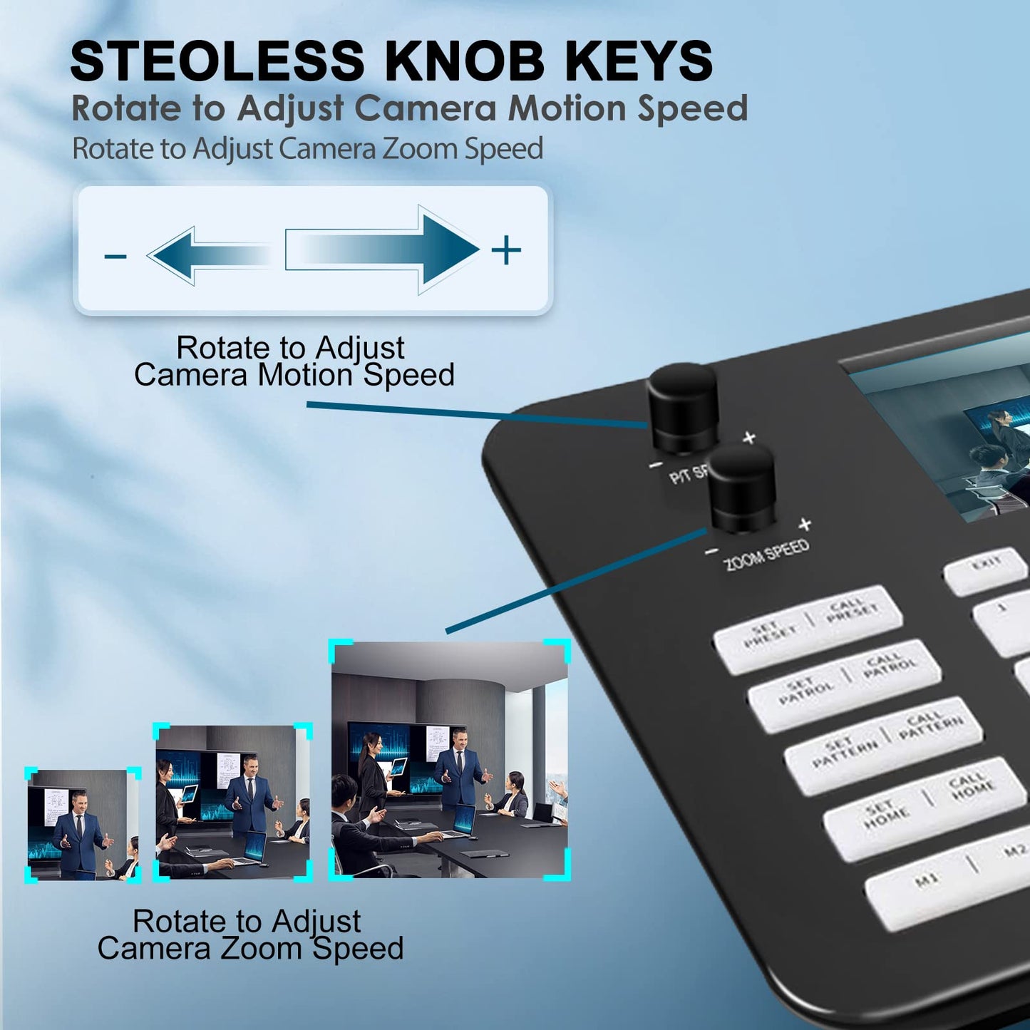 ADKIDO PTZ Controller,Camera Controller POE Network 4D Joystick Decoding Keyboard with 5 Inch LCD Screen Compatible with Dome IP Camera