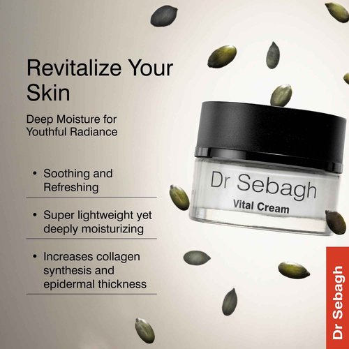 Dr Sebagh Vital Cream (1.7 fl oz) - Hydrating Moisturizer Face Cream - Revitalizing Facial Moisturizer for Normal/Dry Skin - Vitamin C Anti Aging - Deep Moisturizing & Lifting Formula