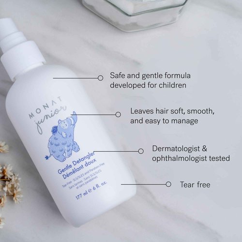 MONAT Junior Gentle 3-in-1 Hair Care System - Shampoo, Conditioner, Detangler for Children (8 fl. oz./6 fl. oz.)