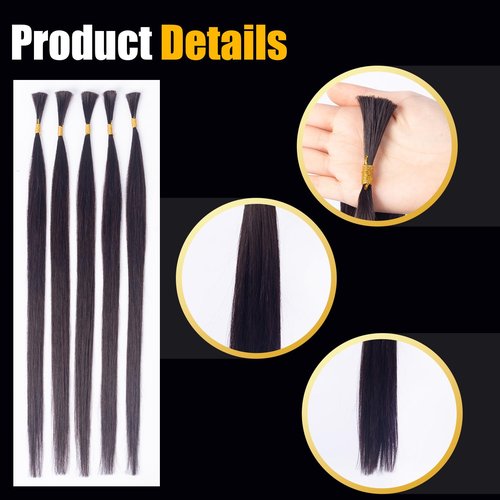 V Light Hair Extension Kit Hair Bulk, 18" 20" 22", 100 grams, Double Drawn,10 Bundles,100% Human V-light Bulk Hair Extensions #1B Black #613 blonde. (#1b 50g, 20inch)
