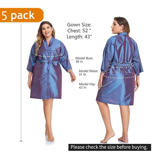 PERFEHAIR Salon Client Gown Cape, Pack of 5, Hairdressing Gown Smock Robes for Hair Stylist to Hair Cutting, Hair Coloring, Makeup-Purple