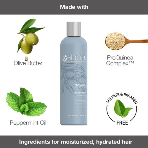 ABBA - Pure Moisture Shampoo & Conditioner Hydrating & Nourishing Value Duo Set – Olive Butter & Peppermint Oil, 32 fl oz Each
