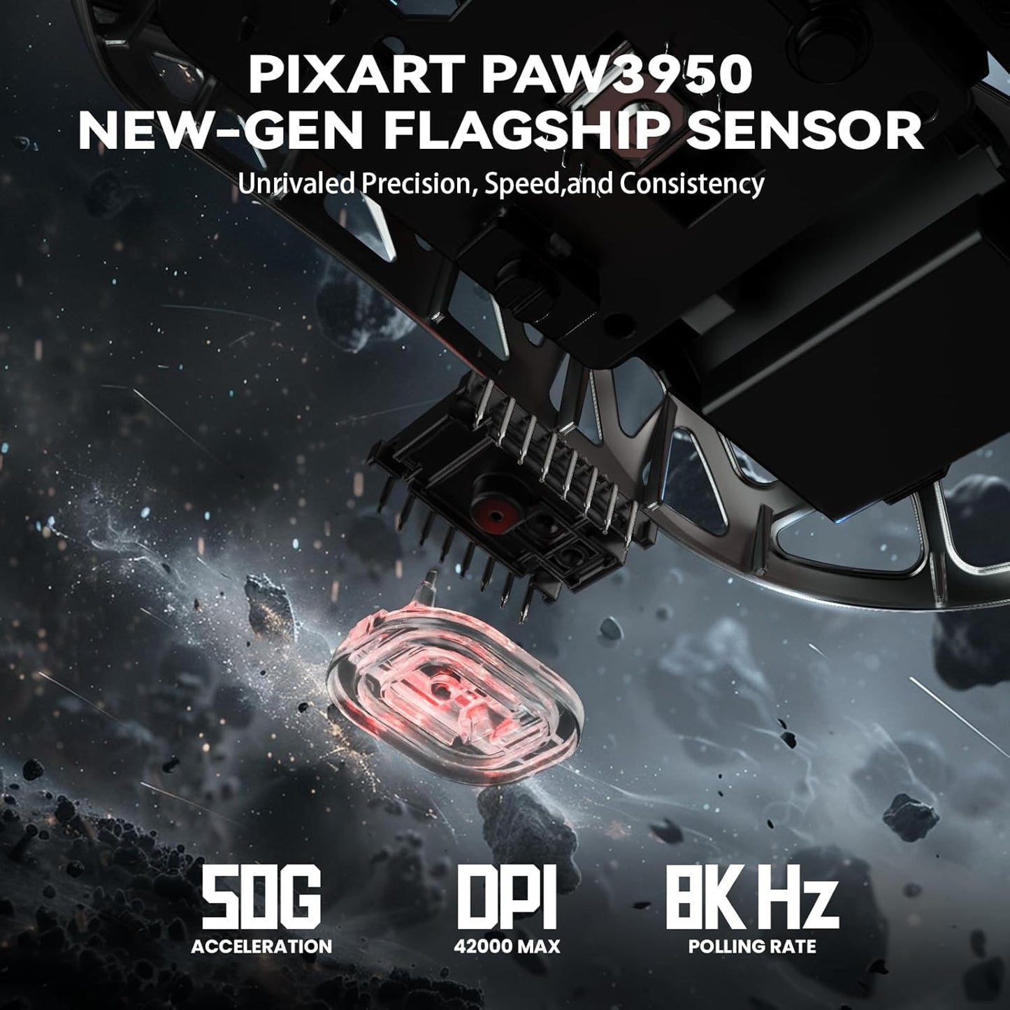ZIYOU LANG x Attack Shark R2 Wireless Gaming Mouse, Ultra Lightweight Magnesium Alloy, PAW3950 42000 DPI Optical Sensor, 8KHz Polling Rate, BT/2.4G/Wired Programmable Mice with Grips Sticker (Black)